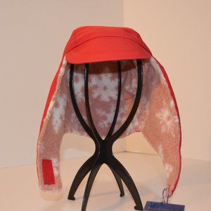 Homemade Musher Hat Red Waterproof Nylon Upper Shell Pink Fleece Inner Shell OS